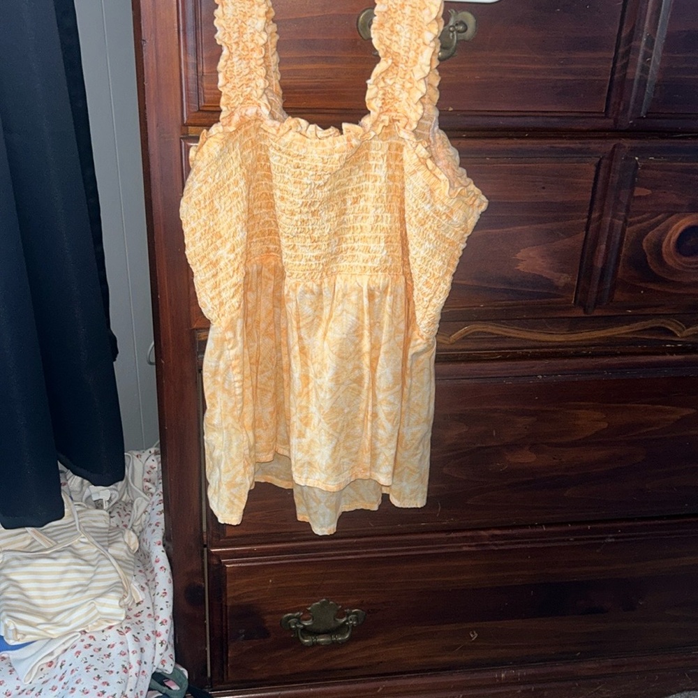 Women’s Yellow Smocked Tank Top - Lightweight Summer Top